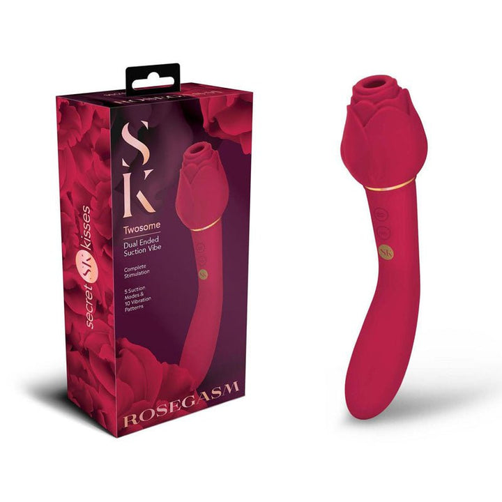 Secret Kisses ROSEGASM TWOSOME - Rose Red 20.3 cm Air Pulsation Stimulator & Vibrator – Sex toys NZ by Naughtyhut. Discreet delivery nationwide.