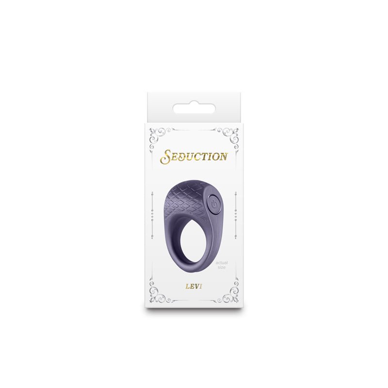 Buy Seduction - Levi - Metallic Grey - Metallic Grey USB Rechargeable Vibrating Cock Ring – Naughtyhut NZ sex toys online. Discreet delivery & top brands.