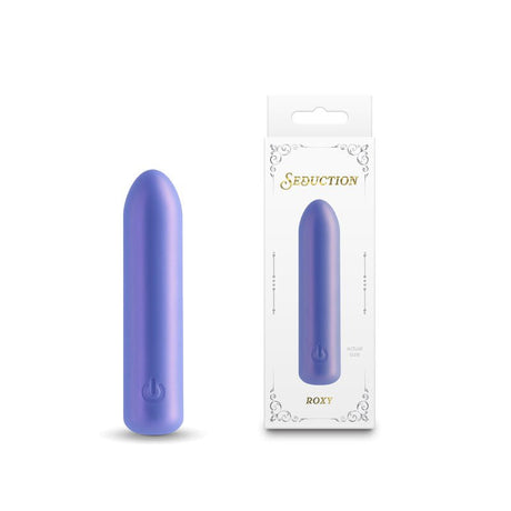 Buy Seduction - Roxy - Metallic Blue - Metallic Blue 9 cm USB Rechargeable Vibrating Bullet – Naughtyhut NZ sex toys online. Discreet delivery & top brands.