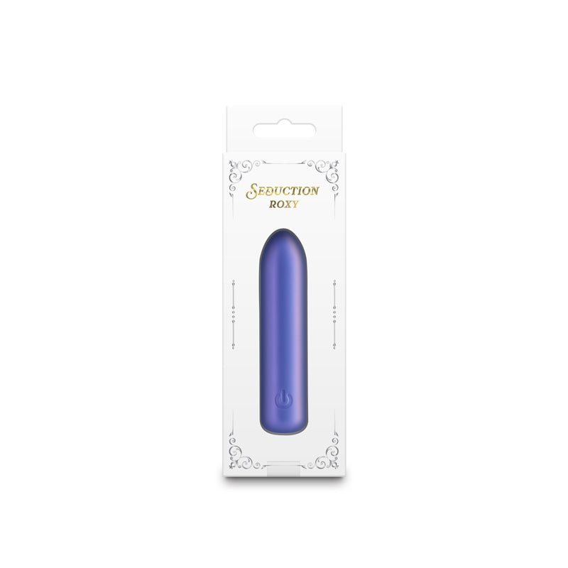 Buy Seduction - Roxy - Metallic Blue - Metallic Blue 9 cm USB Rechargeable Vibrating Bullet – Naughtyhut NZ sex toys online. Discreet delivery & top brands.