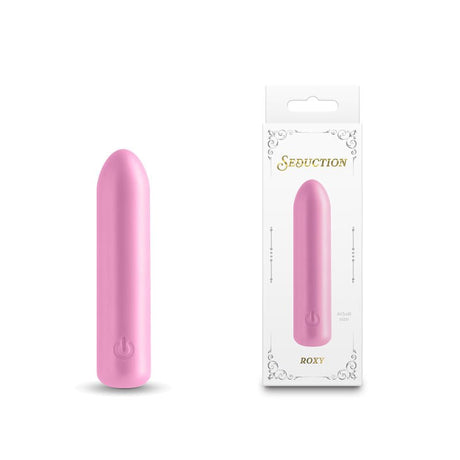 Buy Seduction - Roxy - Metallic Pink - Metallic Pink 9 cm USB Rechargeable Vibrating Bullet – Naughtyhut NZ sex toys online. Discreet delivery & top brands.