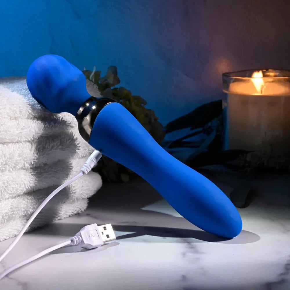 Selopa BLUE BELLE - Blue USB Rechargeable 20 cm Massage Wand – Sex toys NZ by Naughtyhut. Discreet delivery nationwide.