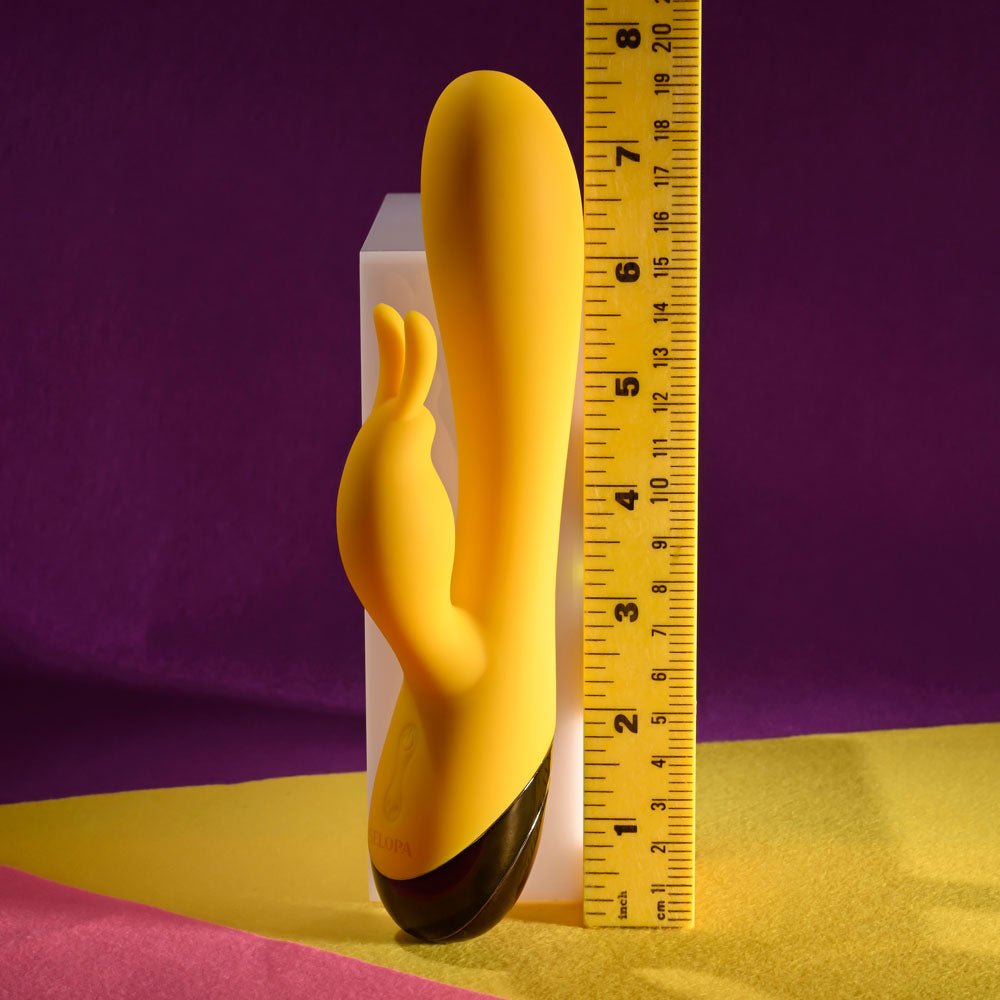 Selopa BUZZZ BUNNY - Yellow 19.7 cm USB Rechargeable Rabbit Vibrator – Sex toys NZ by Naughtyhut. Discreet delivery nationwide.