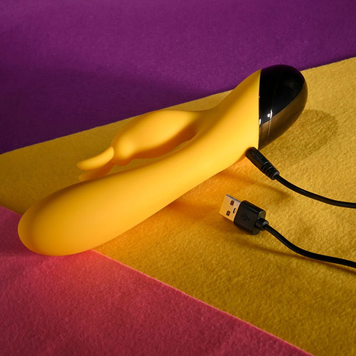 Selopa BUZZZ BUNNY - Yellow 19.7 cm USB Rechargeable Rabbit Vibrator – Sex toys NZ by Naughtyhut. Discreet delivery nationwide.