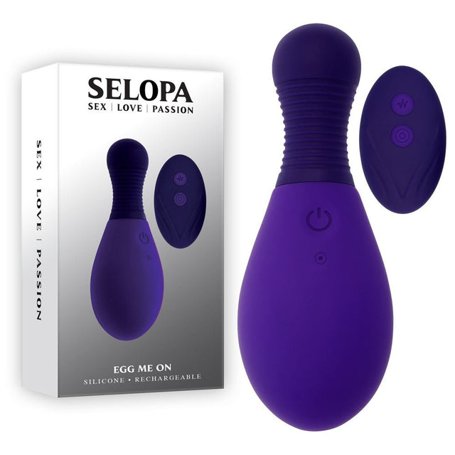 Buy Selopa EGG ME ON - Purple 10 cm USB Rechargeable Egg with Wireless Remote – Naughtyhut NZ sex toys online. Discreet delivery & top brands.