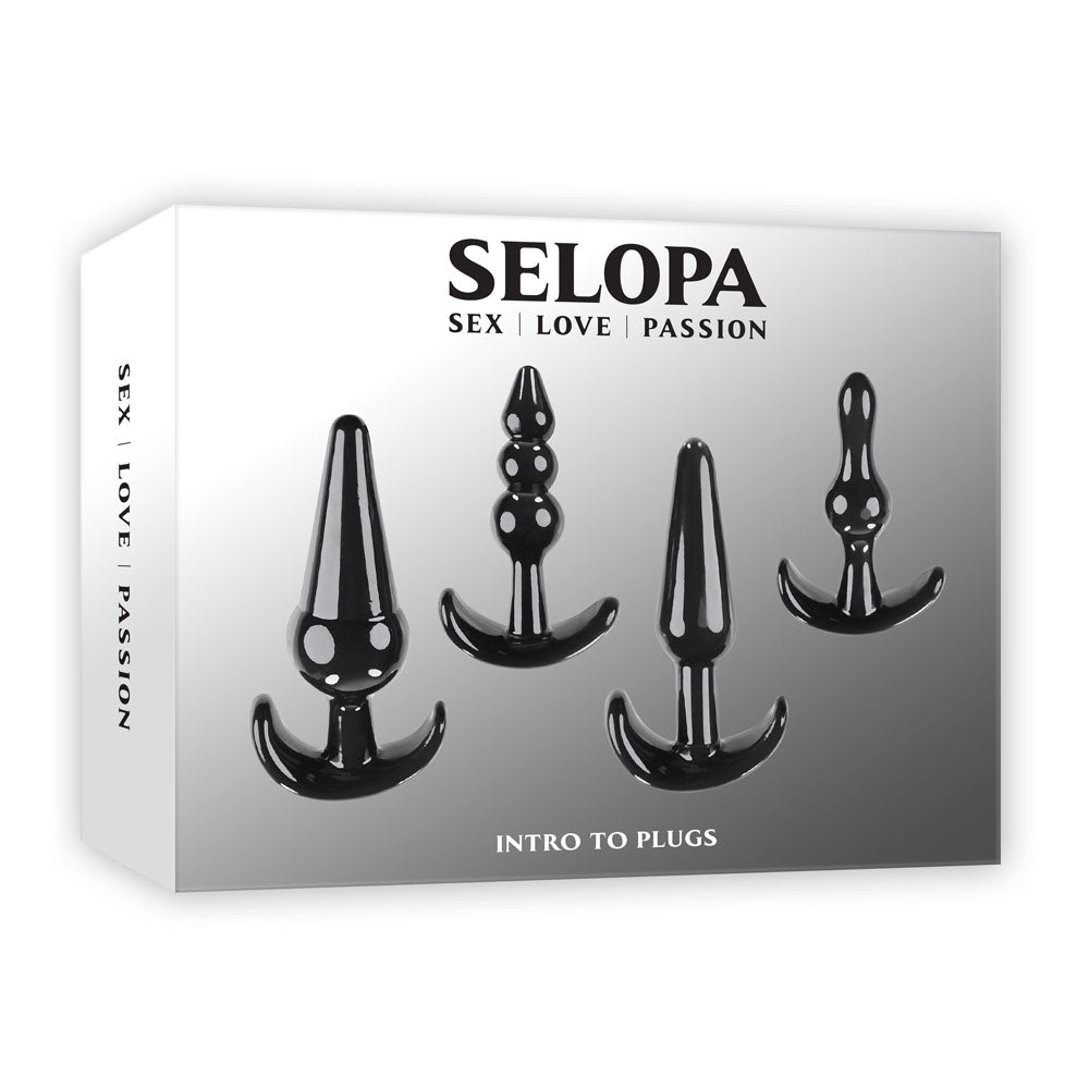 Selopa INTRO TO PLUGS - Black Butt Plugs - Set of 4 – Sex toys NZ by Naughtyhut. Discreet delivery nationwide.