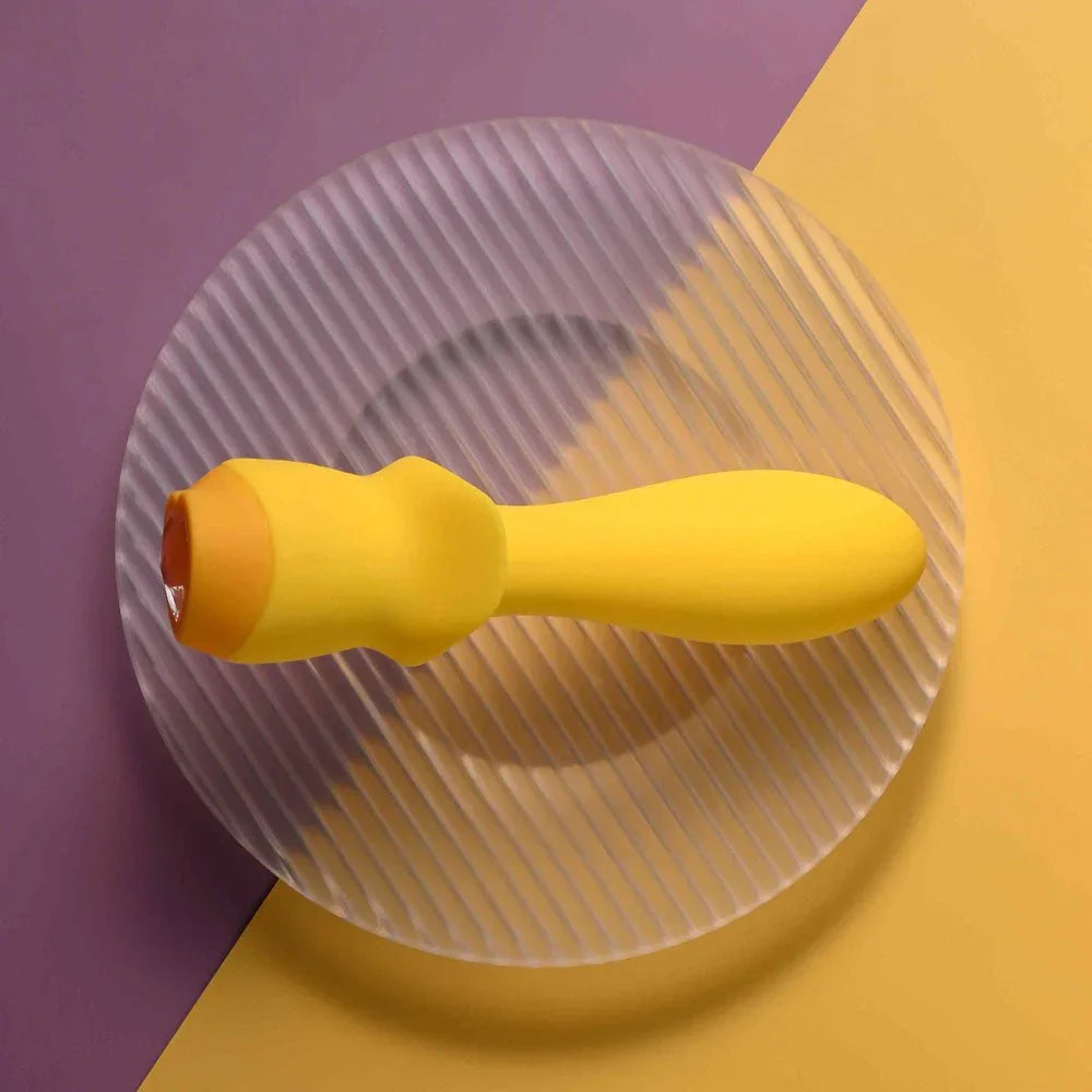Mellow Yellow with the flared base at the left and the tip to the right