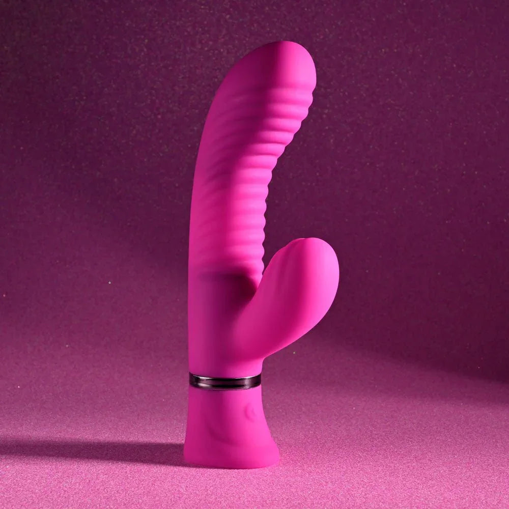 Next Wave standing on its base with the clitoral arm facing forward