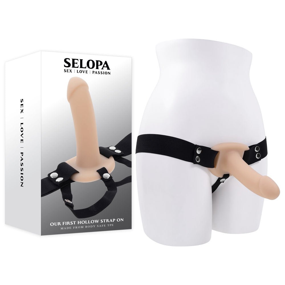 Selopa OUR FIRST HOLLOW STRAP ON LIGHT - Flesh 16.3 cm Hollow Strap - On – Sex toys NZ by Naughtyhut. Discreet delivery nationwide.