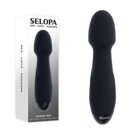 Buy Selopa POWER TRIP - Black 18.8 cm USB Rechargeable Massage Wand – Naughtyhut NZ sex toys online. Discreet delivery & top brands.