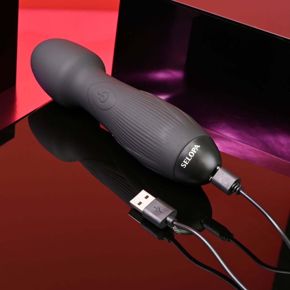 Selopa POWER TRIP - Black 18.8 cm USB Rechargeable Massage Wand – Sex toys NZ by Naughtyhut. Discreet delivery nationwide.