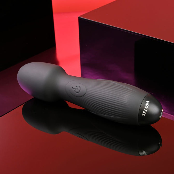 Selopa POWER TRIP - Black 18.8 cm USB Rechargeable Massage Wand – Sex toys NZ by Naughtyhut. Discreet delivery nationwide.