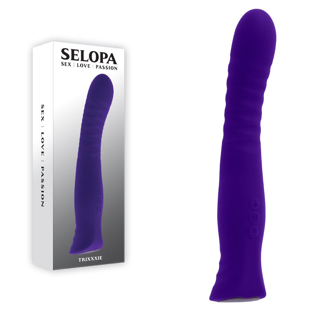 Selopa TRIXXXIE - Purple 22.2 cm USB Rechargeable Vibrator – Sex toys NZ by Naughtyhut. Discreet delivery nationwide.