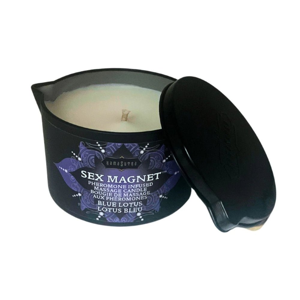 Sex Magnet Massage Candle (With Pour Spout) Blue Lotus 170g – Sex toys NZ by Naughtyhut. Discreet delivery nationwide.