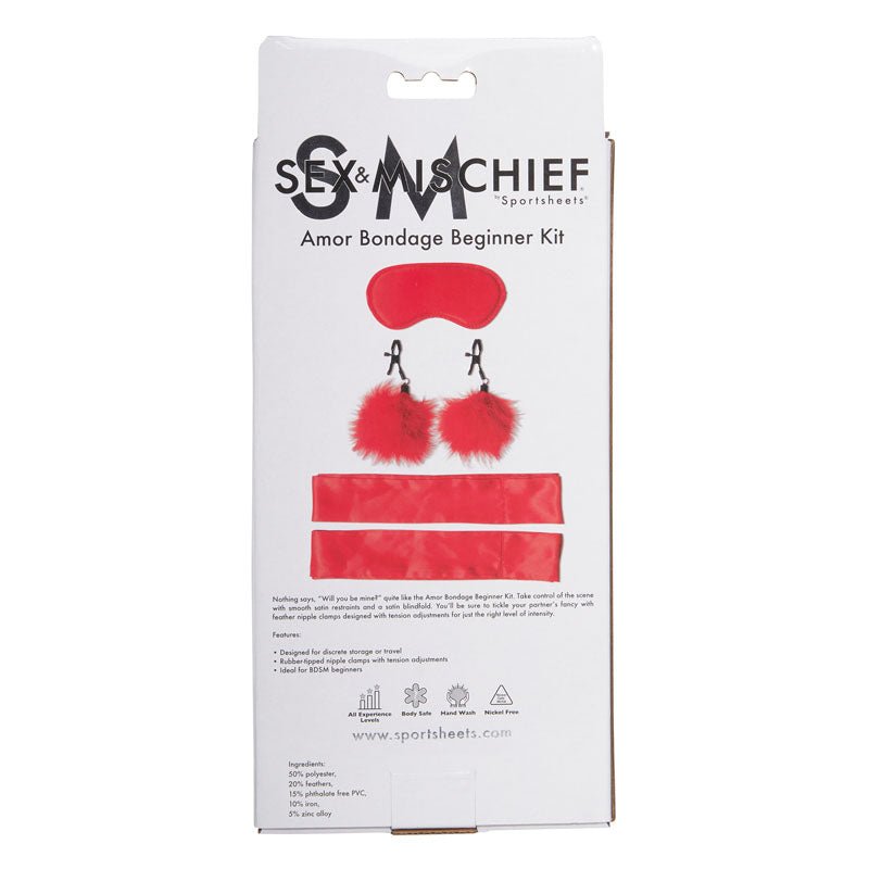 Sex & Mischief Amor Bondage Beginner Kit - Red - 5 Piece Set – Sex toys NZ by Naughtyhut. Discreet delivery nationwide.