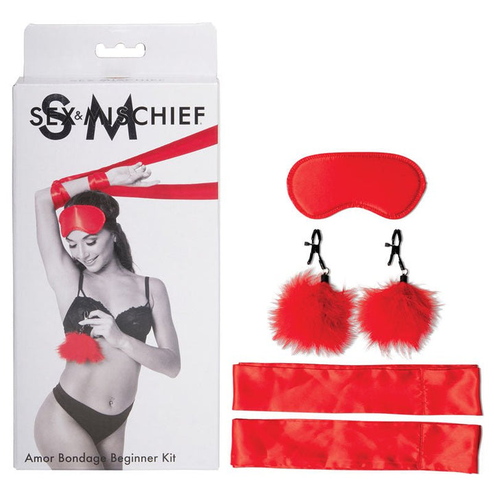 Sex & Mischief Amor Bondage Beginner Kit - Red - 5 Piece Set – Sex toys NZ by Naughtyhut. Discreet delivery nationwide.