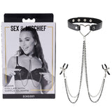 Buy Sex & Mischief Amor Collar with Nipple Clamps - Metal Restraints – Naughtyhut NZ sex toys online. Discreet delivery & top brands.