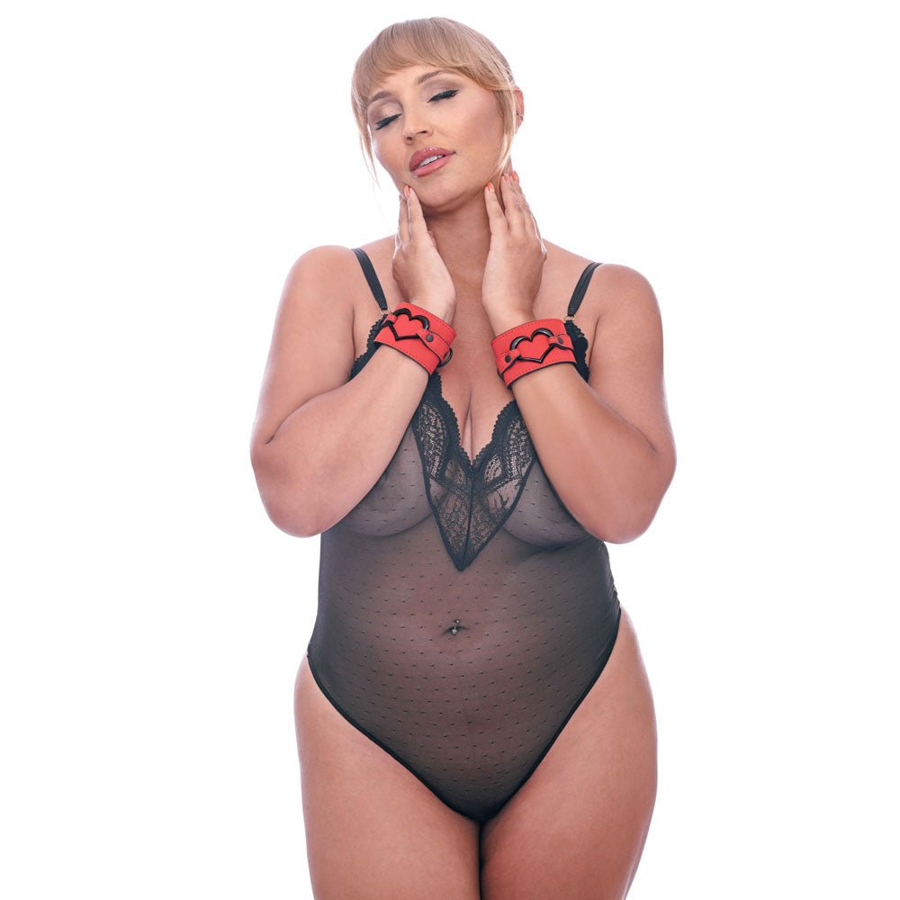 Sex & Mischief Amor Handcuffs - Red Restraints – Sex toys NZ by Naughtyhut. Discreet delivery nationwide.