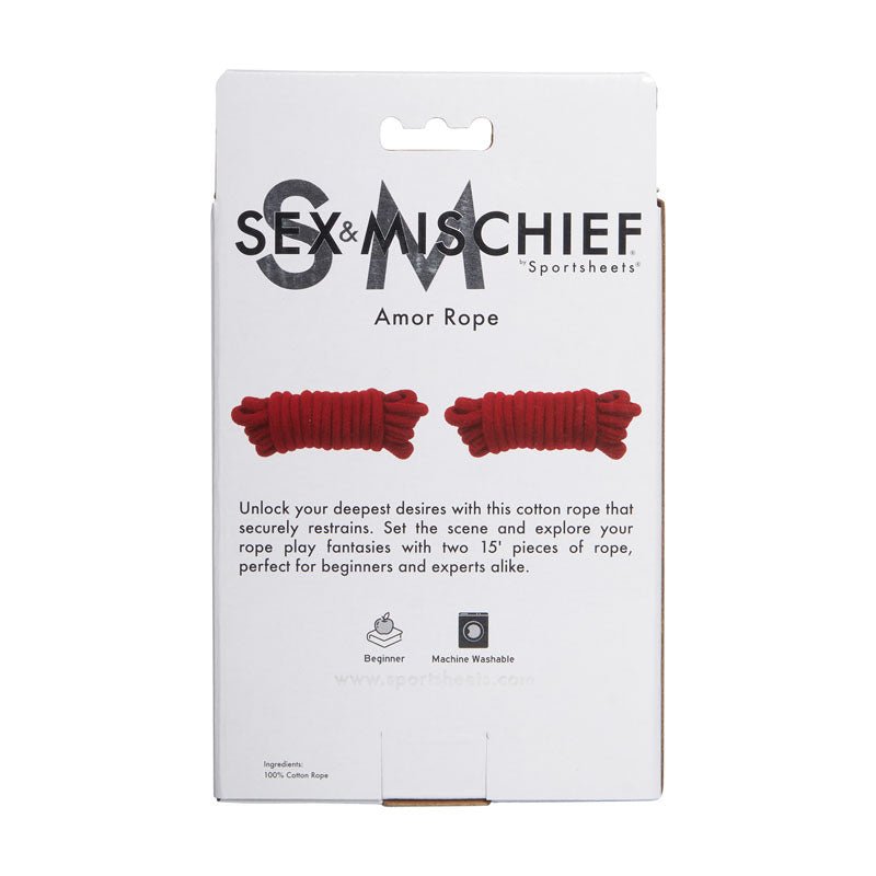 Sex & Mischief Amor Rope - 2 Red Bondage Ropes - 4.5 m Lengths – Sex toys NZ by Naughtyhut. Discreet delivery nationwide.