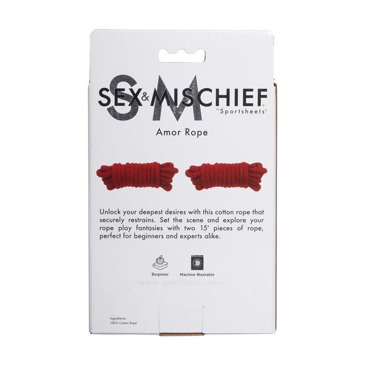 Sex & Mischief Amor Rope - 2 Red Bondage Ropes - 4.5 m Lengths – Sex toys NZ by Naughtyhut. Discreet delivery nationwide.