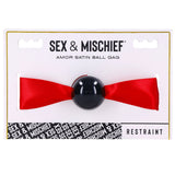 Buy Sex & Mischief Amor Satin Ball Gag - Red/Black Mouth Restraint – Naughtyhut NZ sex toys online. Discreet delivery & top brands.