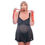 Buy Sex & Mischief Amor Satin Ball Gag - Red/Black Mouth Restraint – Naughtyhut NZ sex toys online. Discreet delivery & top brands.