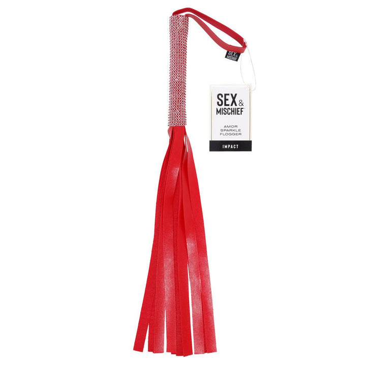 Sex & Mischief Amor Sparkle Flogger - Red 33 cm Flogger Whip – Sex toys NZ by Naughtyhut. Discreet delivery nationwide.
