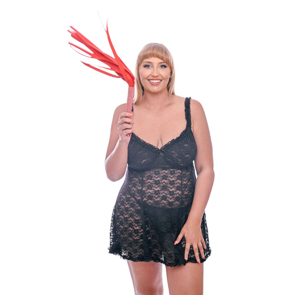 Buy Sex & Mischief Amor Sparkle Flogger - Red 33 cm Flogger Whip – Naughtyhut NZ sex toys online. Discreet delivery & top brands.