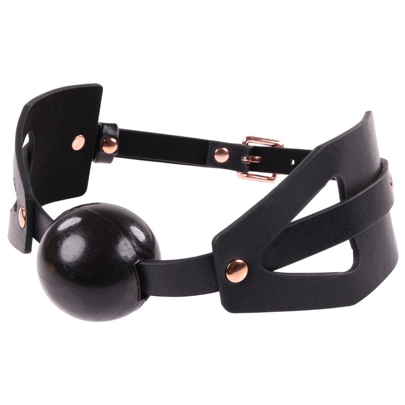 Buy Sex & Mischief Brat Ball Gag - Black/Rose Gold Mouth Restraint – Naughtyhut NZ sex toys online. Discreet delivery & top brands.