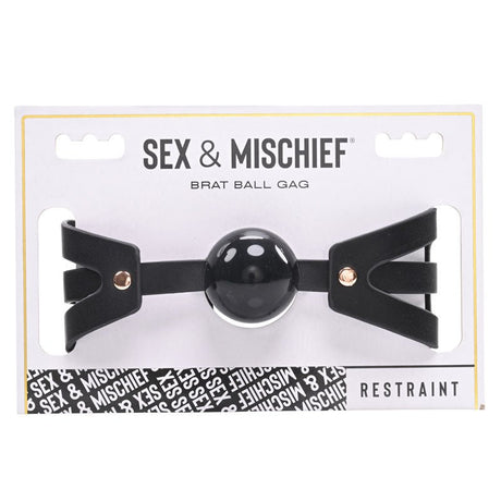 Buy Sex & Mischief Brat Ball Gag - Black/Rose Gold Mouth Restraint – Naughtyhut NZ sex toys online. Discreet delivery & top brands.