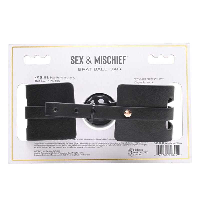 Sex & Mischief Brat Ball Gag - Black/Rose Gold Mouth Restraint – Sex toys NZ by Naughtyhut. Discreet delivery nationwide.