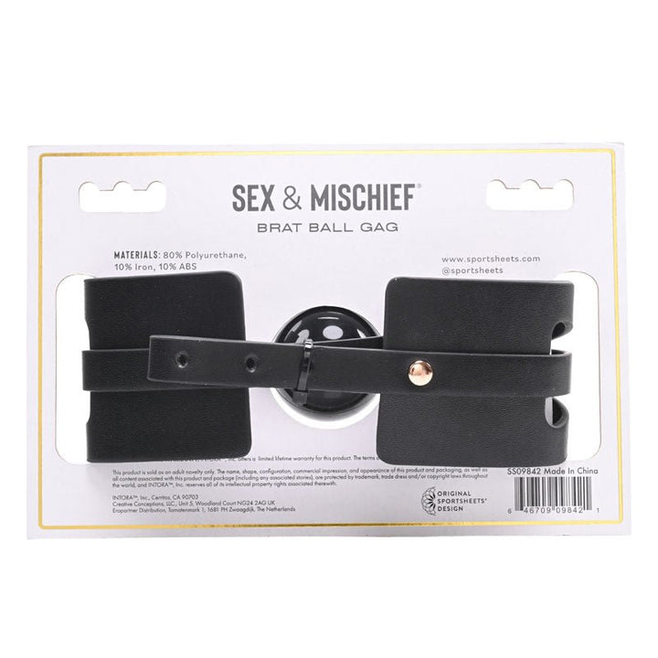 Sex & Mischief Brat Ball Gag - Black/Rose Gold Mouth Restraint – Sex toys NZ by Naughtyhut. Discreet delivery nationwide.