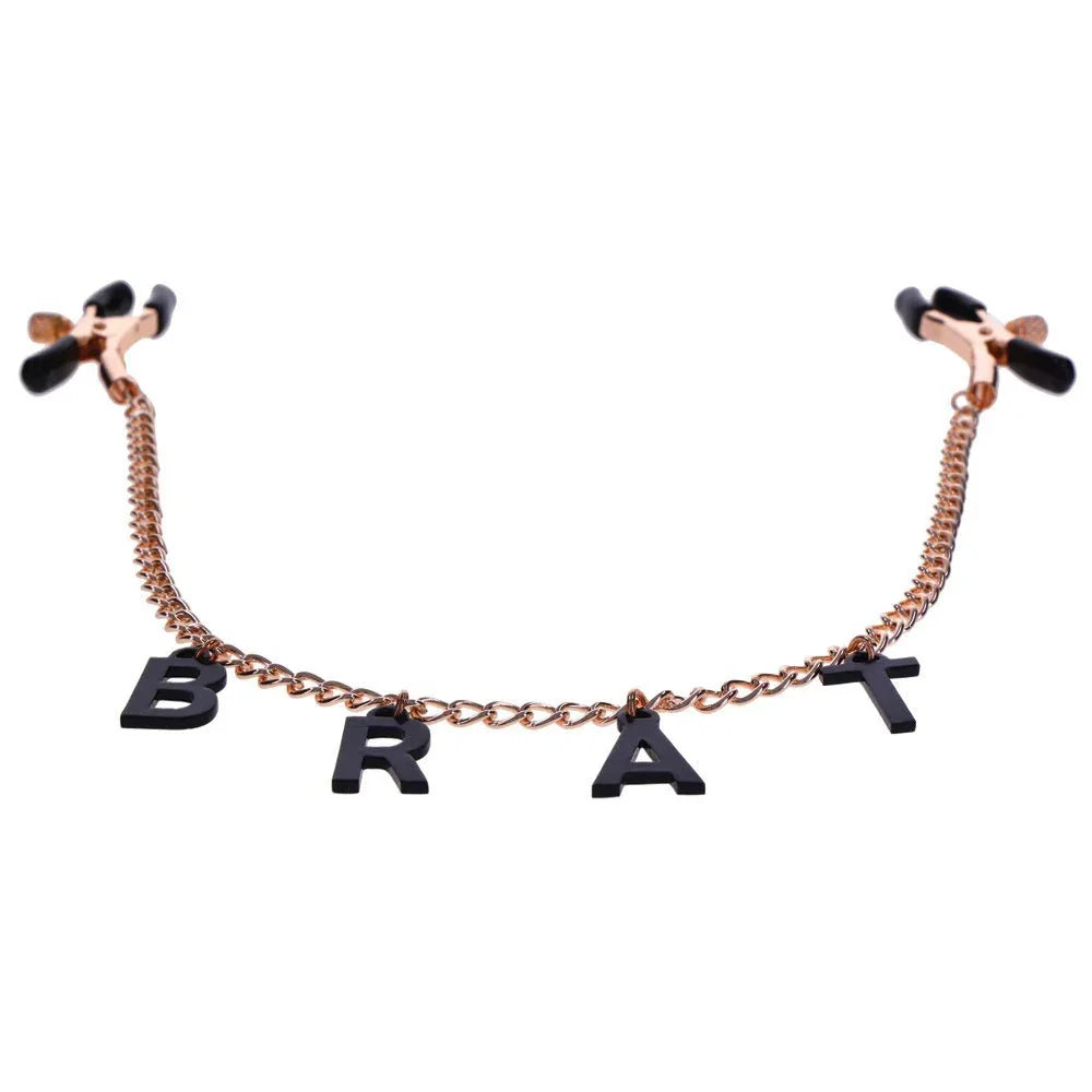 Sex & Mischief Brat Charmed Nipple Clamps - Rose Gold Nipple Clamps with 45 cm Chain – Sex toys NZ by Naughtyhut. Discreet delivery nationwide.