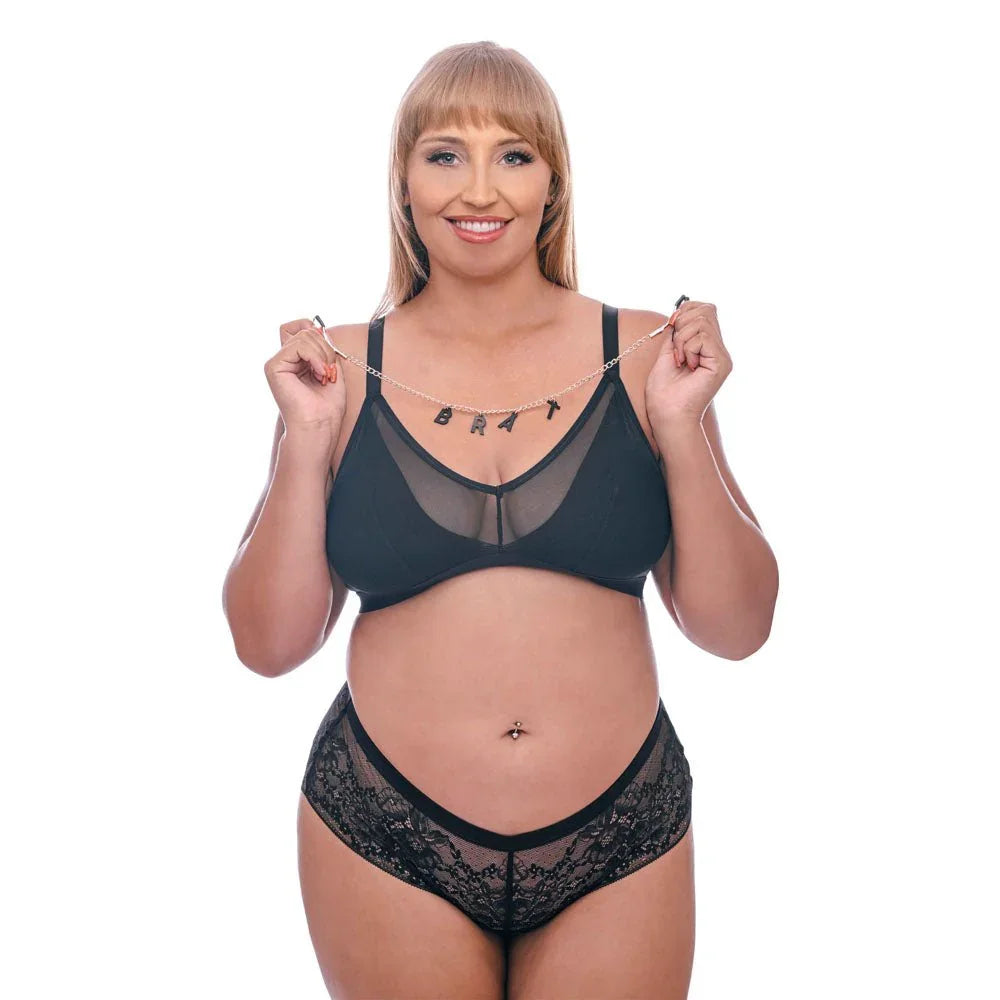 Sex & Mischief Brat Charmed Nipple Clamps - Rose Gold Nipple Clamps with 45 cm Chain – Sex toys NZ by Naughtyhut. Discreet delivery nationwide.