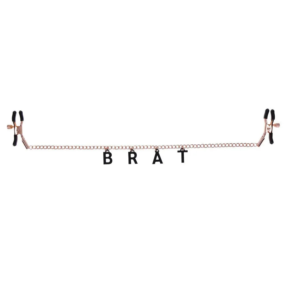 Sex & Mischief Brat Charmed Nipple Clamps - Rose Gold Nipple Clamps with 45 cm Chain – Sex toys NZ by Naughtyhut. Discreet delivery nationwide.