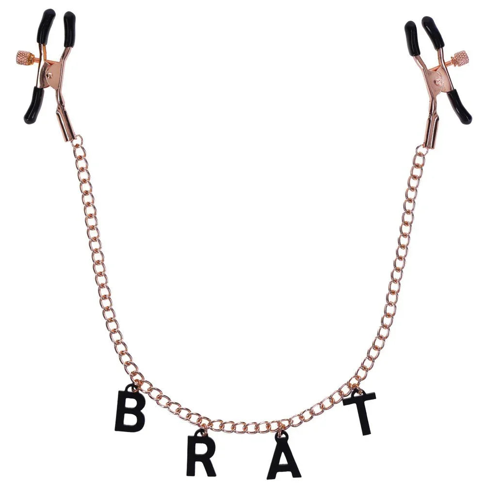 Sex & Mischief Brat Charmed Nipple Clamps - Rose Gold Nipple Clamps with 45 cm Chain – Sex toys NZ by Naughtyhut. Discreet delivery nationwide.