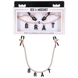 Buy Sex & Mischief Brat Charmed Nipple Clamps - Rose Gold Nipple Clamps with 45 cm Chain – Naughtyhut NZ sex toys online. Discreet delivery & top brands.