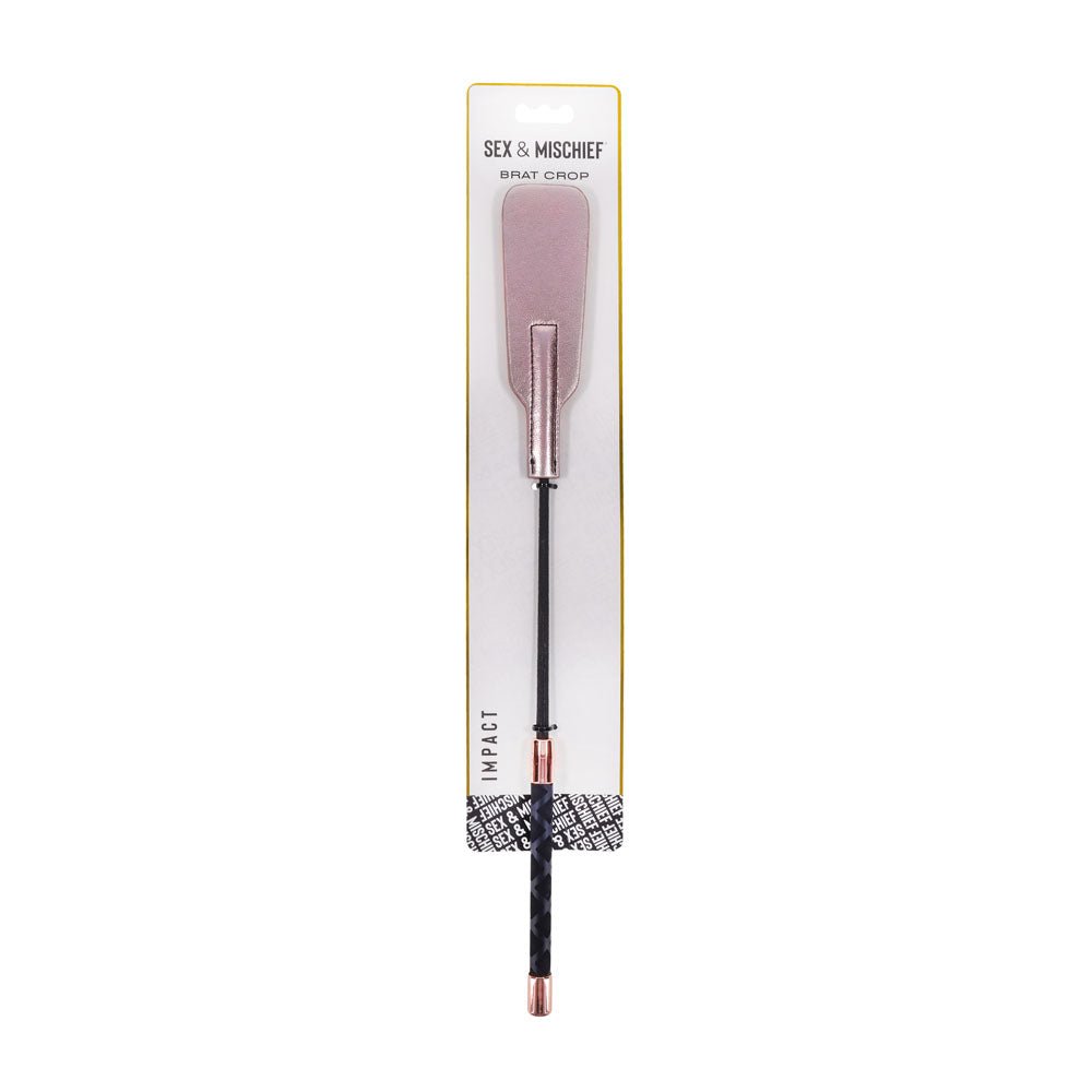 Buy Sex & Mischief Brat Crop - Rose Gold 47 cm Crop Whip – Naughtyhut NZ sex toys online. Discreet delivery & top brands.