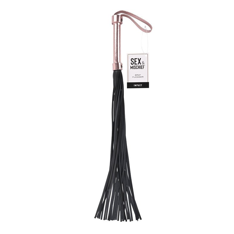 Sex & Mischief Brat Flogger - Rose Gold/Black Flogger – Sex toys NZ by Naughtyhut. Discreet delivery nationwide.