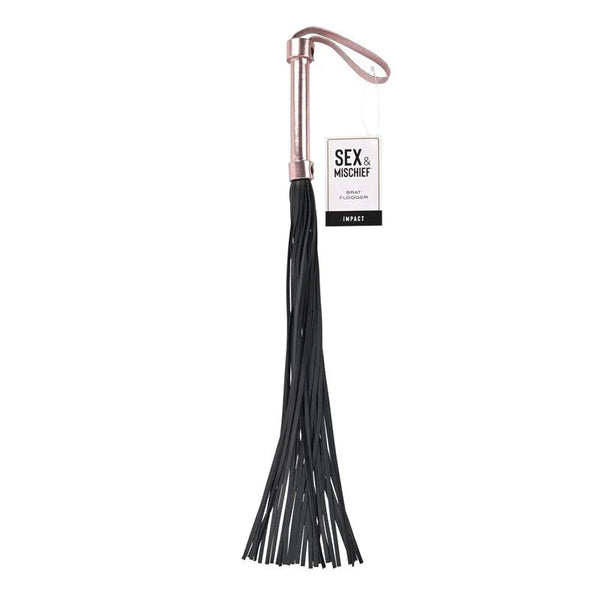 Sex & Mischief Brat Flogger - Rose Gold/Black Flogger – Sex toys NZ by Naughtyhut. Discreet delivery nationwide.