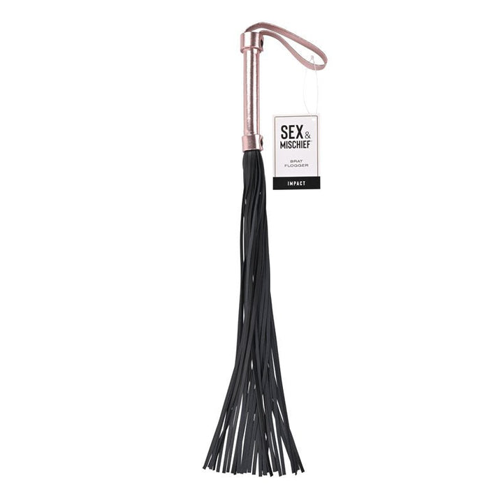 Sex & Mischief Brat Flogger - Rose Gold/Black Flogger – Sex toys NZ by Naughtyhut. Discreet delivery nationwide.
