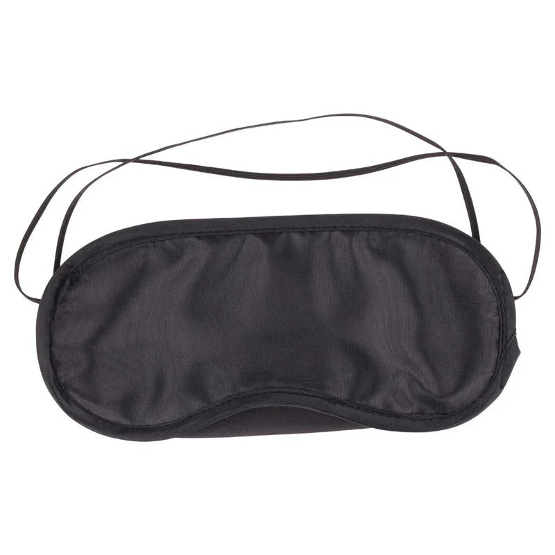 Black satin blindfold from the Brat Kit with elastic strap