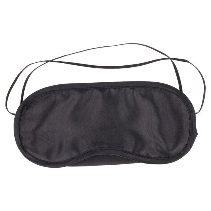 Black satin blindfold from the Brat Kit with elastic strap