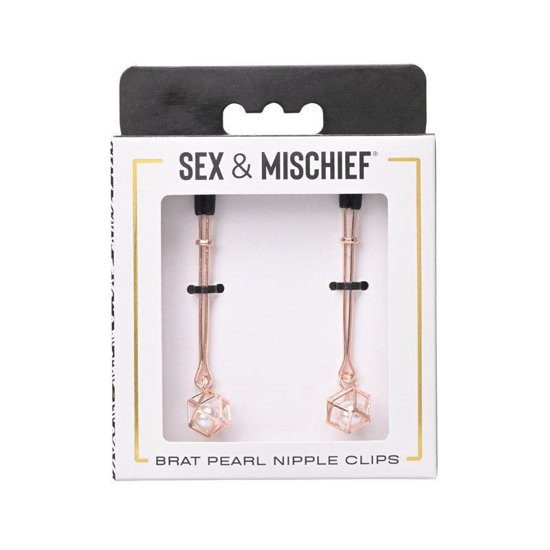 Sex & Mischief Brat Pearl Nipple Clips - Rose Gold - Set of 2 – Sex toys NZ by Naughtyhut. Discreet delivery nationwide.