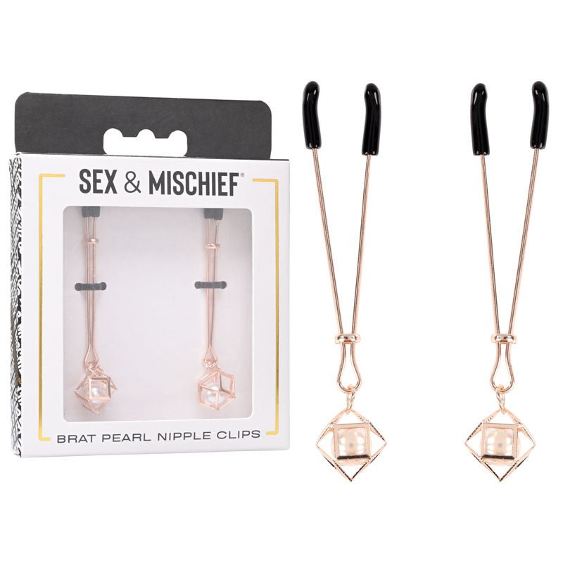 Sex & Mischief Brat Pearl Nipple Clips - Rose Gold - Set of 2 – Sex toys NZ by Naughtyhut. Discreet delivery nationwide.