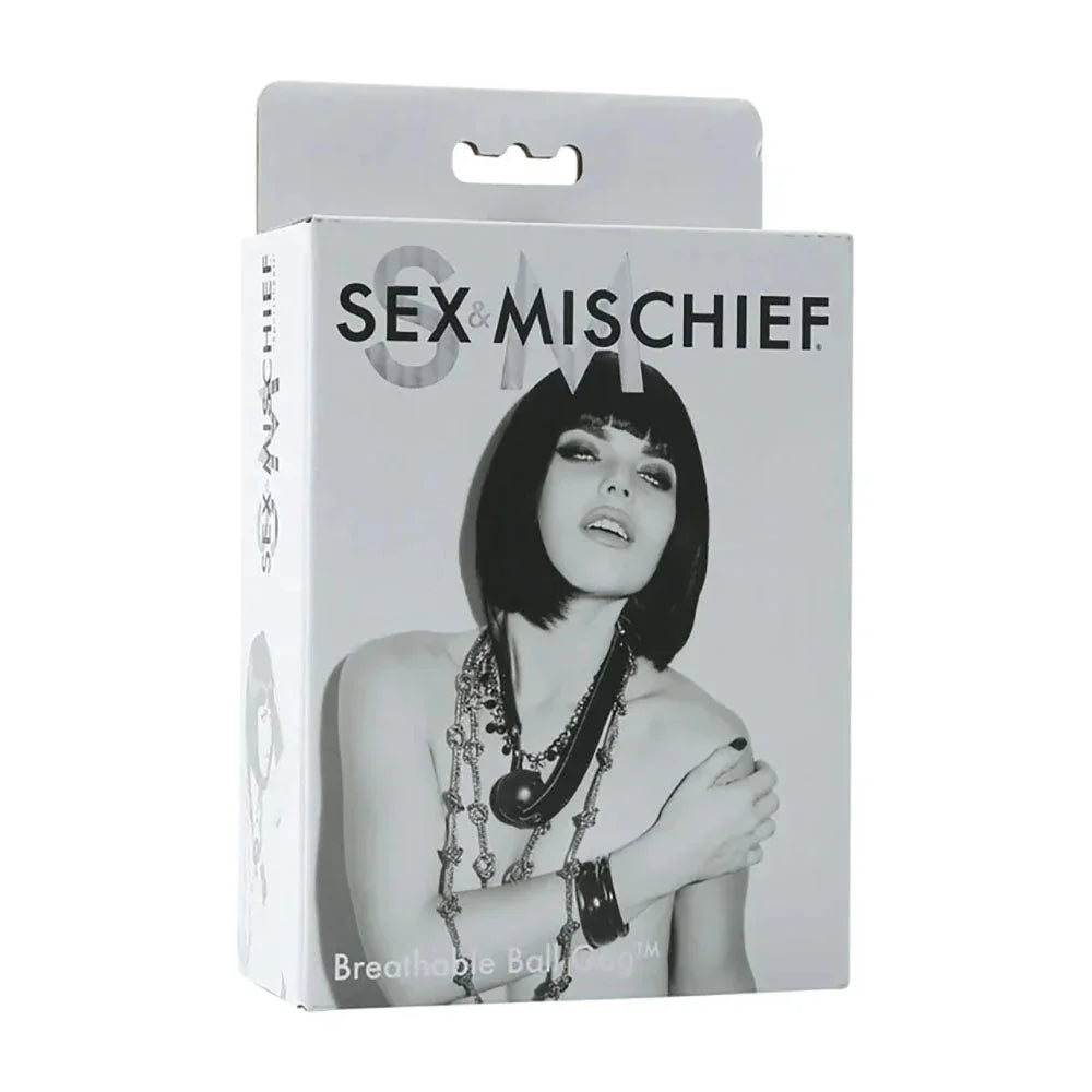 Sex & Mischief Breathable Ball Gag retail box, front of pack