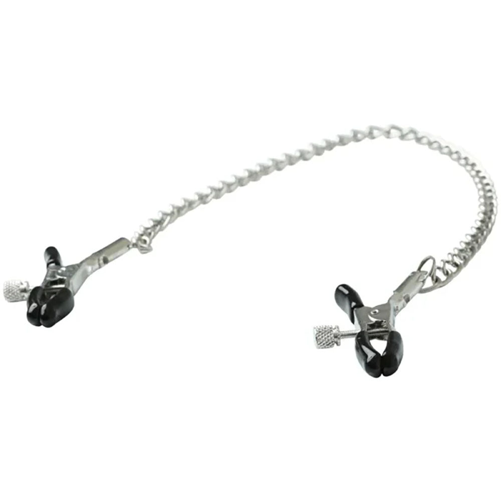 Buy Sex & Mischief Chained Nipple Clamps - Nipple Clamps with 30 cm Chain – Naughtyhut NZ sex toys online. Discreet delivery & top brands.