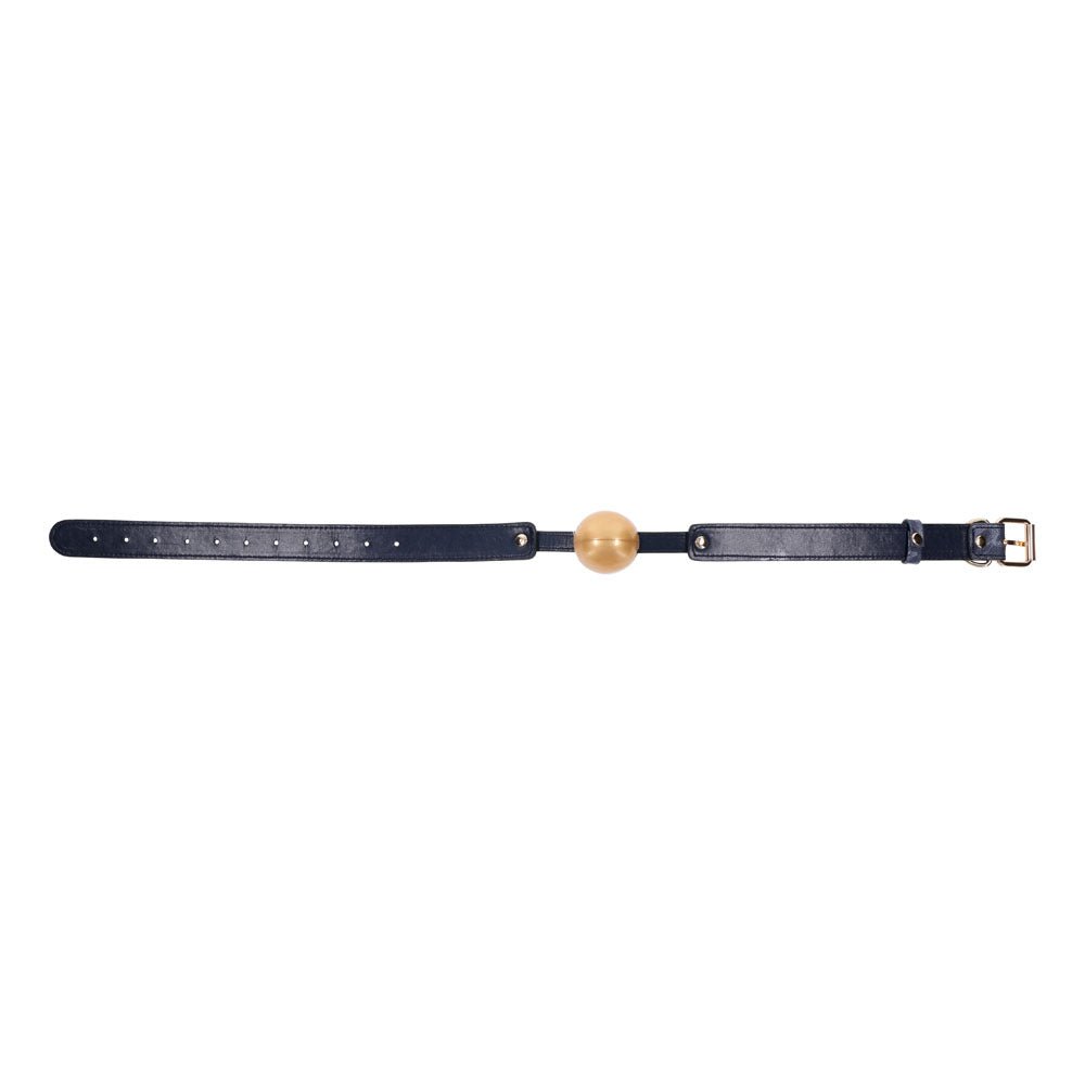 Buy Sex & Mischief Cougar Ball Gag - Navy Blue/Gold Mouth Restraint – Naughtyhut NZ sex toys online. Discreet delivery & top brands.
