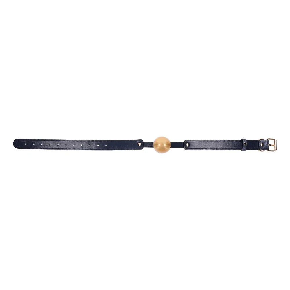 Cougar Ball Gag laid straight with the plain navy inner side of the strap facing up
