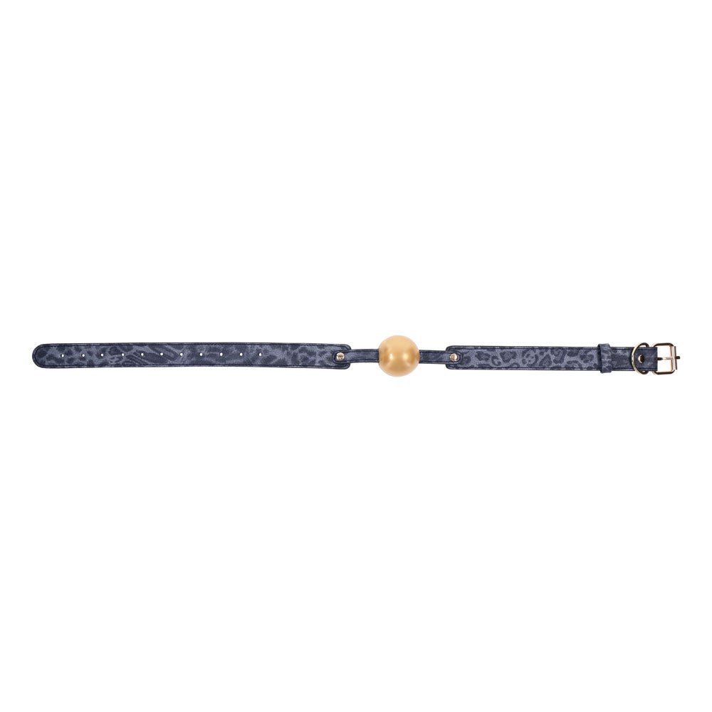 Buy Sex & Mischief Cougar Ball Gag - Navy Blue/Gold Mouth Restraint – Naughtyhut NZ sex toys online. Discreet delivery & top brands.